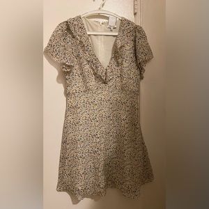 Madewell floral ruffle v-neck 100% silk lined‎ dress Size 2